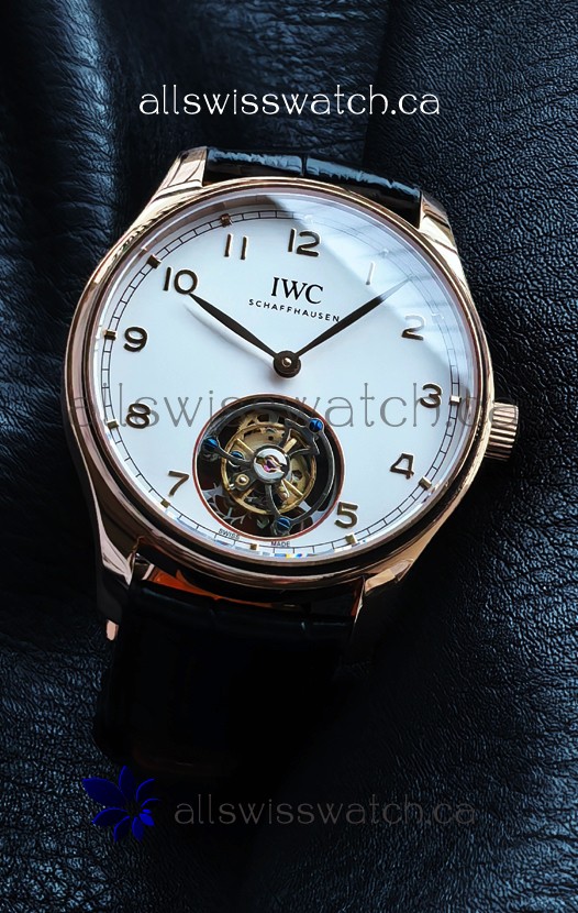 IWC Portuguese Tourbillon Rose Gold White Dial Super Clone Watch 