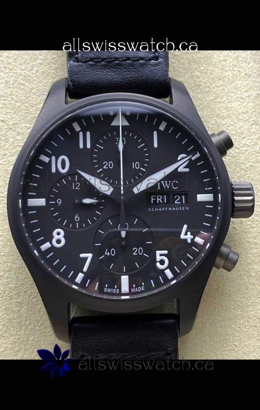 IWC PILOT'S Chronograph Ceramic Black Dial Super Clone Watch 