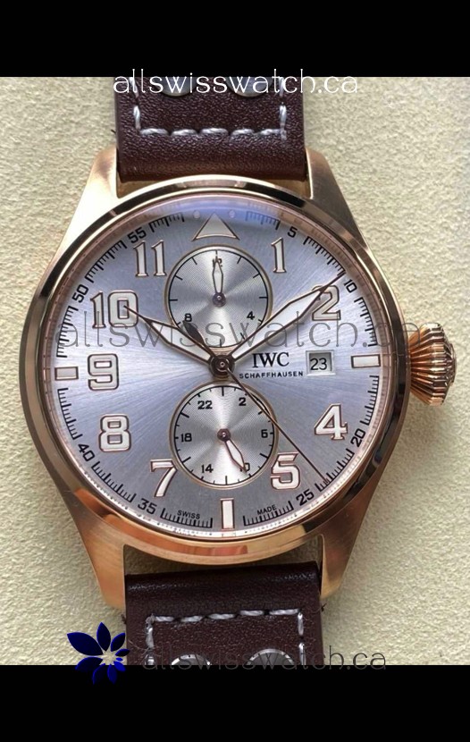 IWC PILOT'S Monopusher Rose Gold Steel Dial Replica Watch 