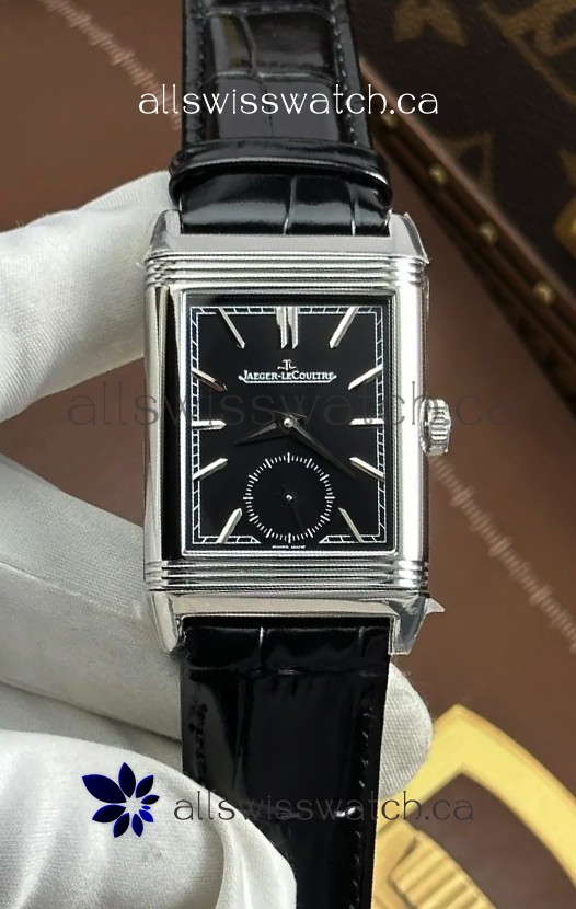 Jaeger LeCoultre Reverso Tribute Duoface Black/Steel Dial Super Clone Watch 
