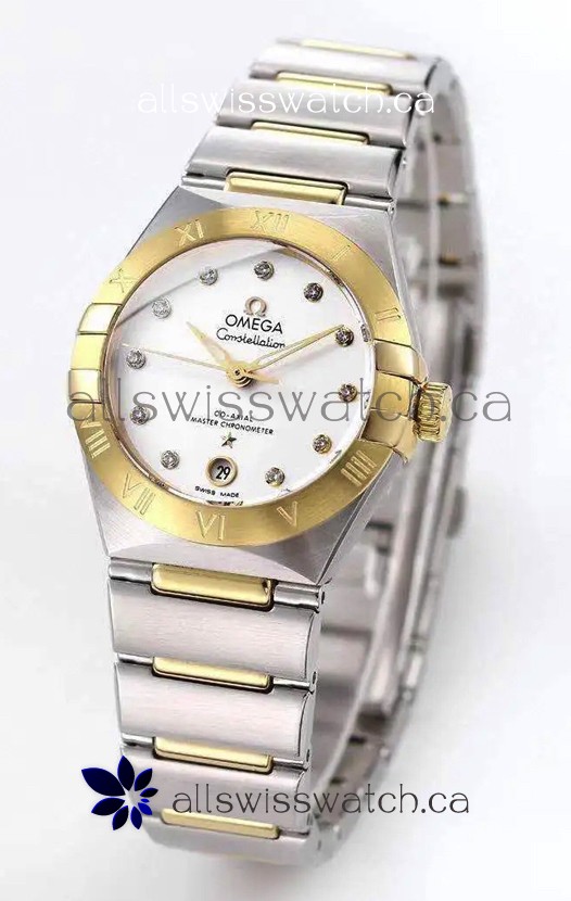 Omega Constellation 29MM Two Tone Yellow Gold White Dial Automatic Super Clone Watch 
