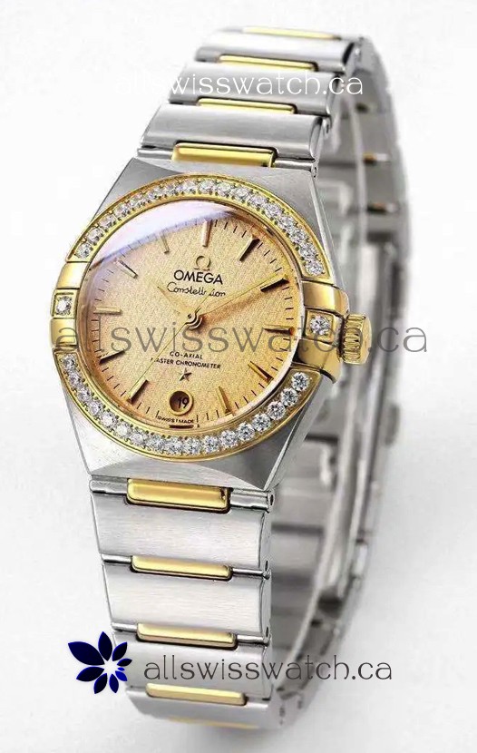 Omega Constellation 29MM Two Tone Yellow Gold Dial Automatic Super Clone Watch 