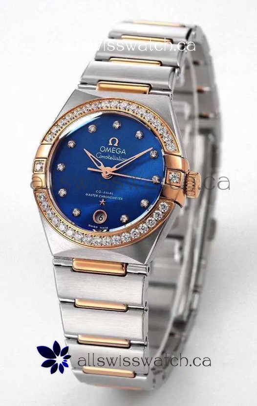 Omega Constellation 29MM Two Tone Rose Gold Blue Dial Automatic Super Clone Watch 