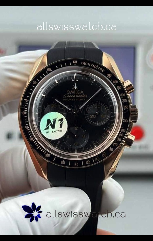 Omega Speedmaster Moonwatch Rose Gold Black Dial 42MM Super Clone Watch 