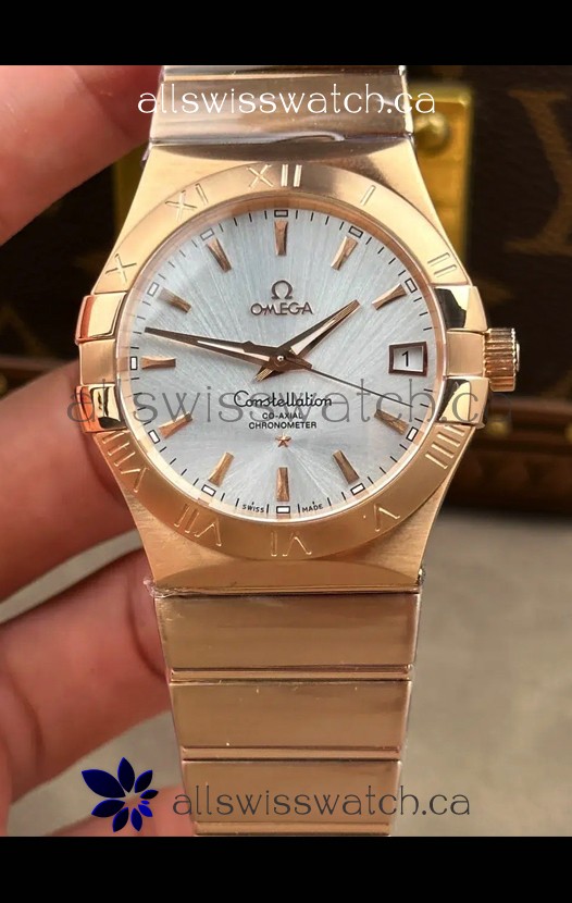 Omega Constellation 38MM Rose Gold Steel Dial Super Clone Watch 
