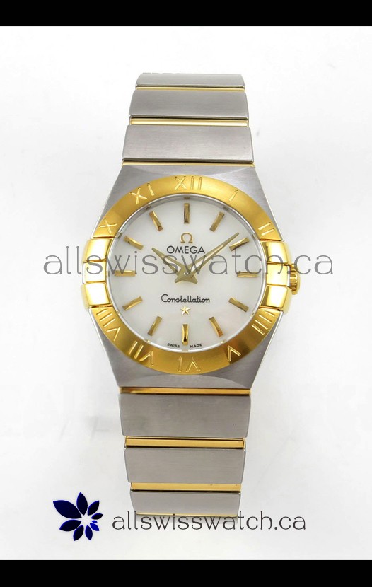 Omega Constellation 28MM Two Tone Yellow Gold Pearl Dial QUARTZ Super Clone Watch 