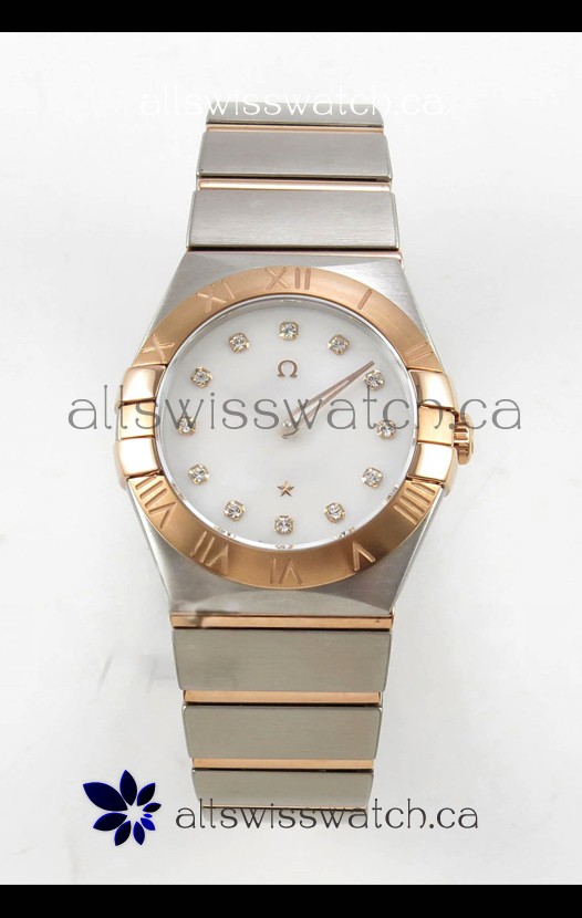Omega Constellation 28MM Two Tone Rose Gold Pearl Dial QUARTZ Super Clone Watch 