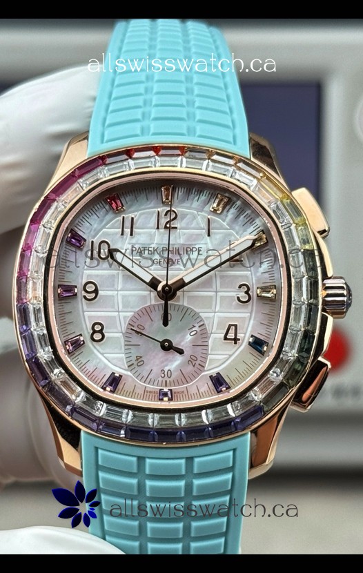 Patek Philippe Aquanaut 7968 Rose Gold Tiffany Blue Strap Super Clone Watch 