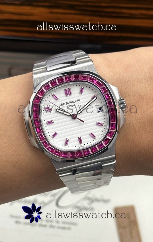 Patek Philippe Nautilus 5723 White Dial Green Rubies Super Clone Watch 