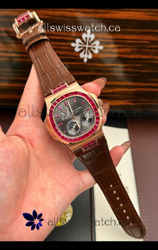 Patek Philippe Nautilus 5712 Rose Gold Red Rubies Super Clone Watch 