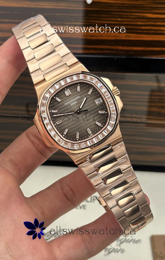 Patek Philippe Nautilus 5723 Grey Dial Rose Gold Super Clone Watch 