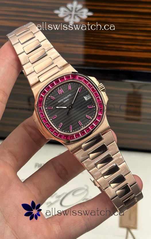 Patek Philippe Nautilus 5723 Rose Gold Red Rubies Super Clone Watch 