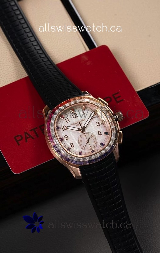 Patek Philippe Aquanaut 7968 Rose Gold Black Strap Super Clone Watch 