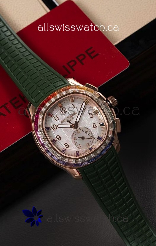 Patek Philippe Aquanaut 7968 Rose Gold Green Strap Super Clone Watch 