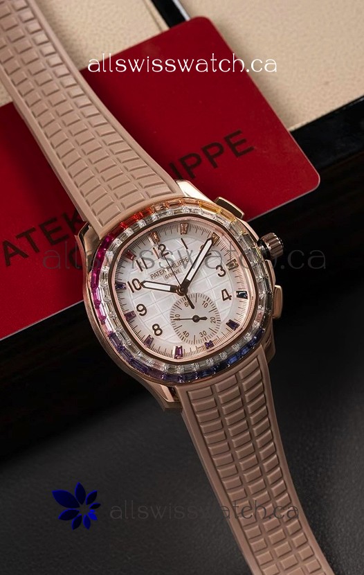 Patek Philippe Aquanaut 7968 Rose Gold Brown Strap Super Clone Watch 