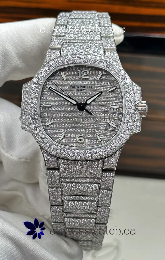 Patek Philippe Nautilus 7118/1450G-001 35MM Custom moissanite Casing and Dial 