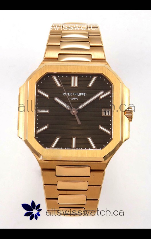Patek Philippe Cubitus 7128 Rose Gold Casing Brown Dial Swiss Replica Watch