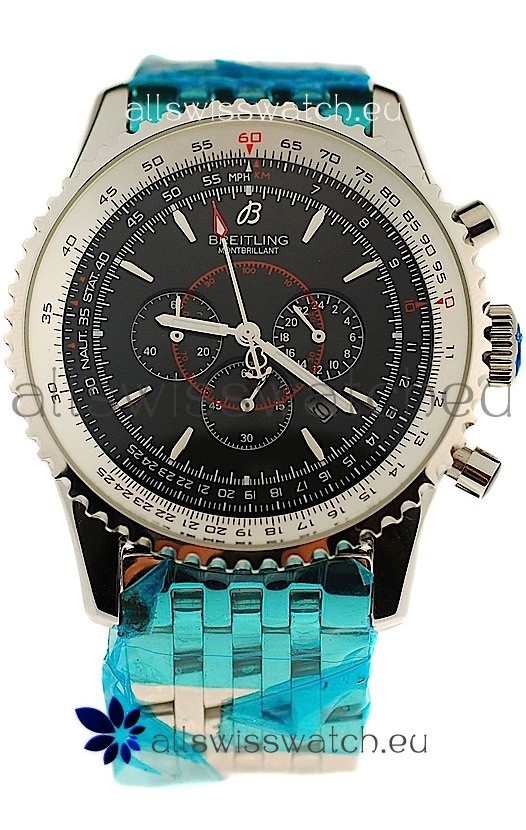 Breitling Montbrillant Japanese Replica Watch in Black Dial