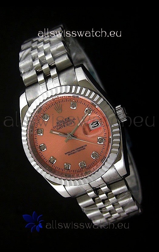Rolex Datejust Mens Swiss Replica Watch in Orange Dial