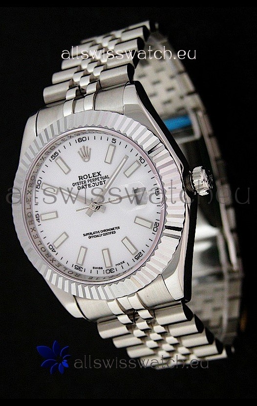 Rolex DateJust Swiss Replica Watch in White Dial