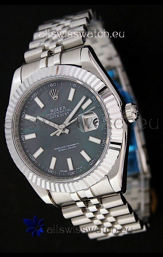 Rolex DateJust Swiss Replica Watch in Black Mother of Pearl Dial