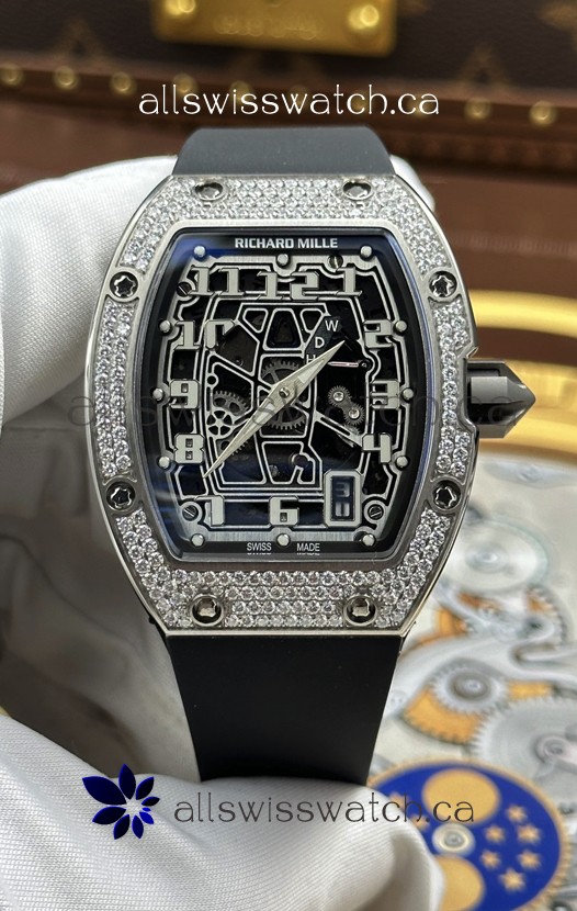 Richard Mille RM67-01 Extra-Flat Steel Diamonds Studded Super Clone Watch 