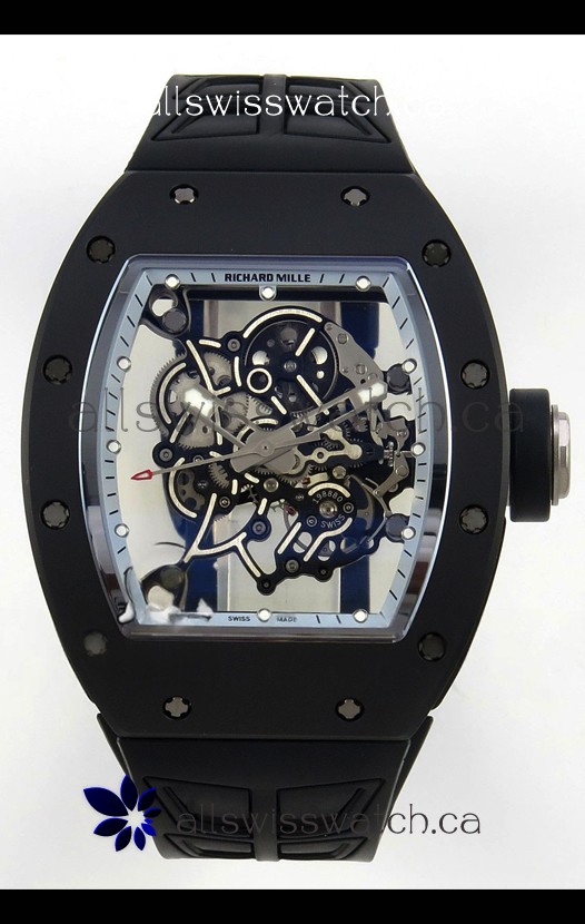 Richard Mille RM055 FREE SPRUNG MVMNT Black Ceramic Grey Inner Bezel Super Clone Watch 