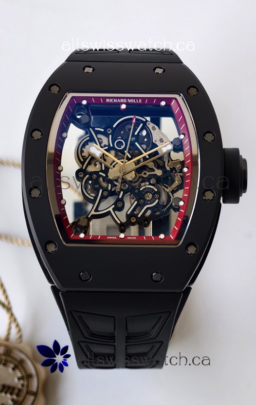 Richard Mille RM055 FREE SPRUNG MVMNT Black Ceramic Red Inner Bezel Super Clone Watch 