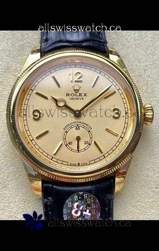 Rolex 1908 Perpetual in Yellow Gold Casing Gold Dial Swiss Replica Watch 
