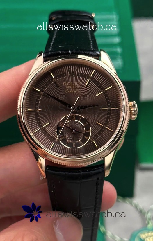 Rolex Super Clone Cellini 50525 Brown Dial Rose Gold Super Clone Watch 