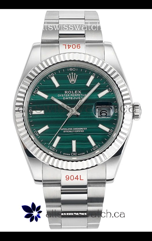 Rolex Datejust Cal.3235 Movement Green Striped Dial 41MM Super Clone Watch 
