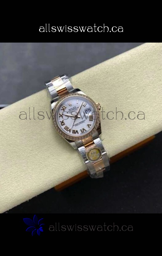 Rolex Super Clone Datejust 31MM White Dial Rose Gold Oyster Super Clone Watch 