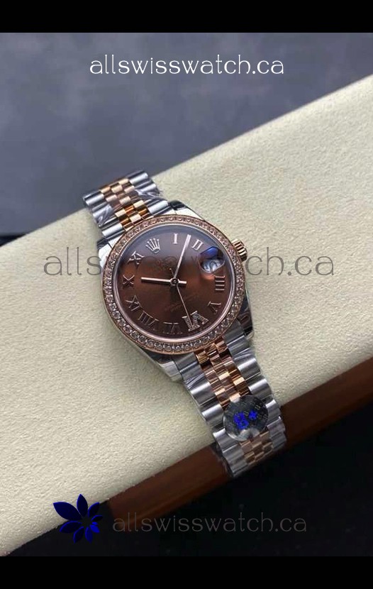 Rolex Super Clone Datejust 31MM Brown Dial Rose Gold Super Clone Watch 