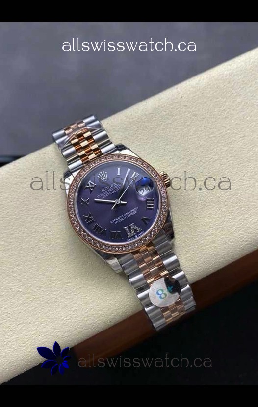 Rolex Super Clone Datejust 31MM Purple Dial Rose Gold Super Clone Watch 