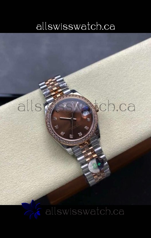 Rolex Super Clone Datejust 31MM Brown Dial Rose Gold Super Clone Watch 