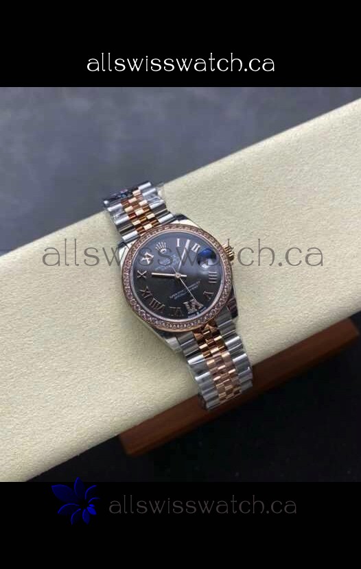Rolex Super Clone Datejust 31MM Black Dial Rose Gold Super Clone Watch 