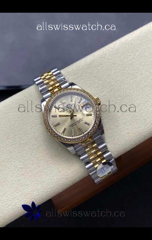 Rolex Super Clone Datejust 31MM Gold Dial Yellow Gold Super Clone Watch 
