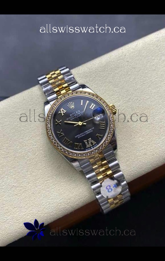 Rolex Super Clone Datejust 31MM Black Dial Yellow Gold Super Clone Watch 