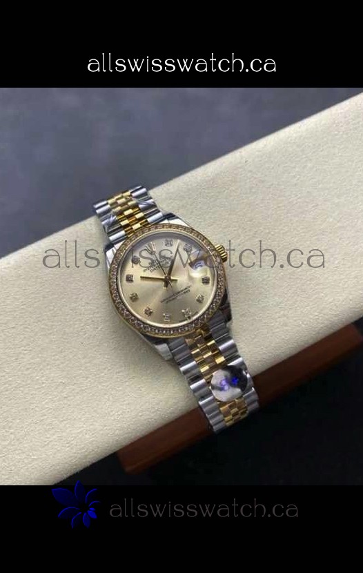Rolex Super Clone Datejust 31MM Gold Dial Yellow Gold Super Clone Watch 