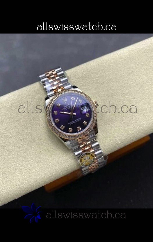 Rolex Super Clone Datejust 31MM Blue Dial Rose Gold Super Clone Watch 