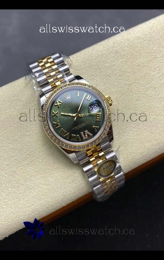 Rolex Super Clone Datejust 31MM Green Dial Yellow Gold Super Clone Watch 