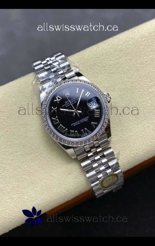 Rolex Super Clone Datejust 31MM Black Roman Dial Jubilee Super Clone Watch