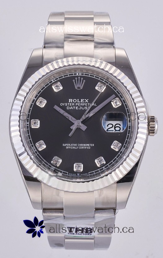 Datejust Super Clone 126334 Grey Diamonds Dial 41MM FREE SPRUNG MVMNT 3235 Watch 