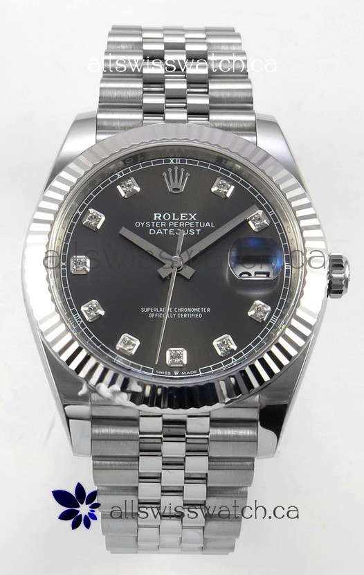 Datejust Super Clone 126334 Grey Diamonds Dial 41MM FREE SPRUNG MVMNT 3235 Watch 