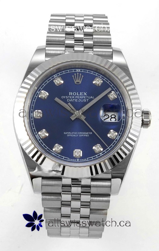 Datejust Super Clone 126334 Blue Diamonds Dial 41MM FREE SPRUNG MVMNT 3235 Watch 