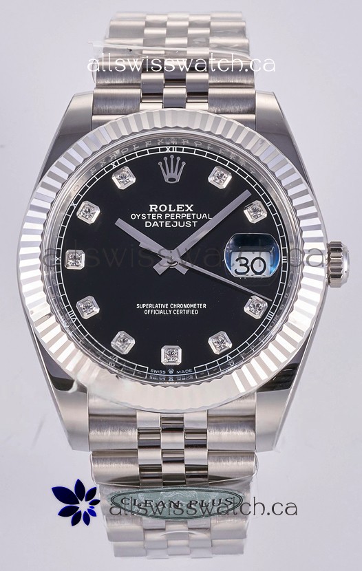 Datejust Super Clone 126334 Black Diamonds Dial 41MM FREE SPRUNG MVMNT 3235 Watch 