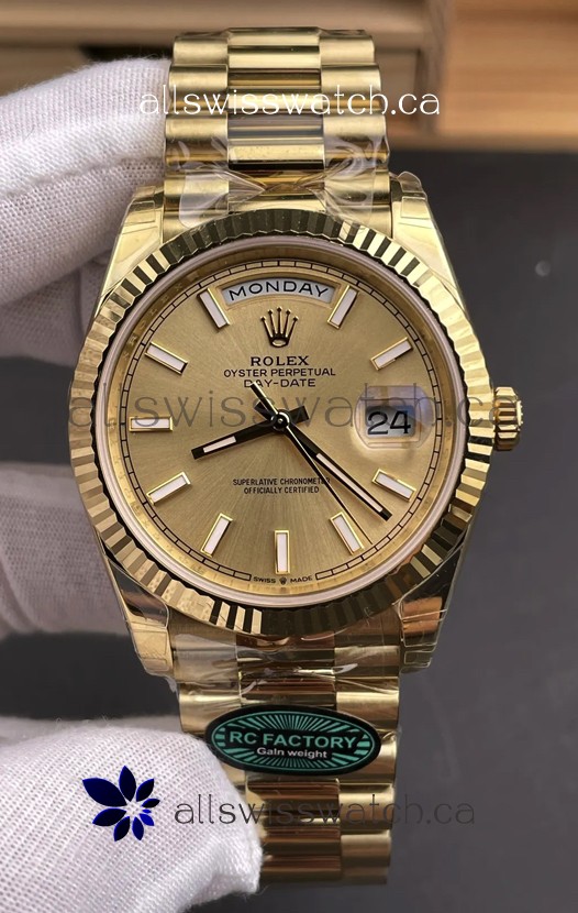 Rolex Day Date 228238 Yellow Gold in Gold Stick Dial Super Clone Watch 