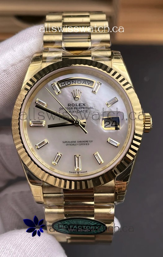 Rolex Day Date 228238 Yellow Gold in Pearl Dial Super Clone Watch 