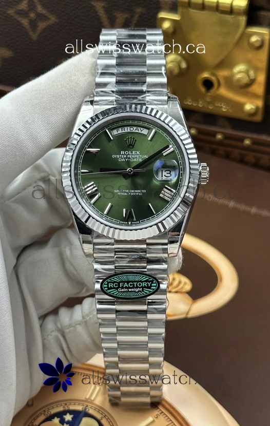 Rolex Day Date 228236 Stainless Steel Green Roman Dial Super Clone Watch 