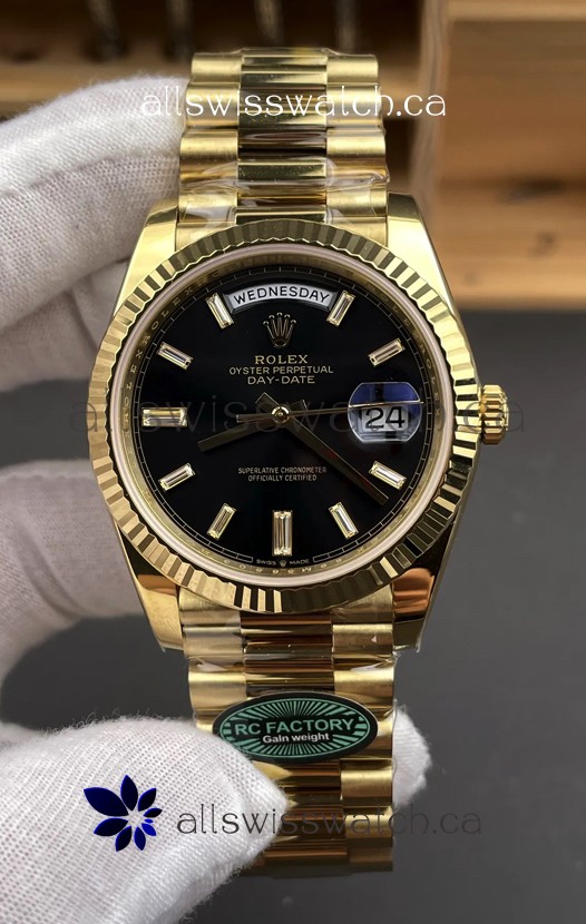 Rolex Day Date 228238 Yellow Gold Black Crystal Dial Super Clone Watch 